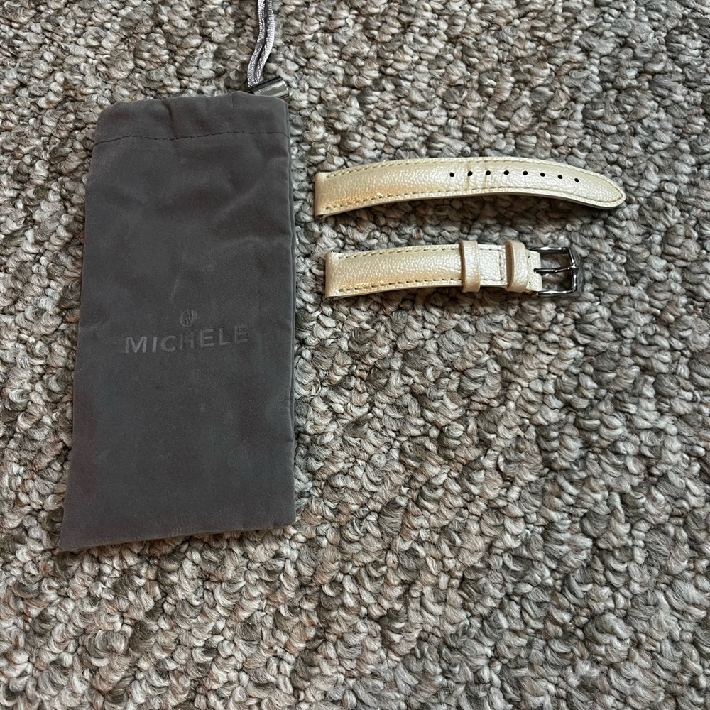 Michele Pearl colored Leather Watch Strap